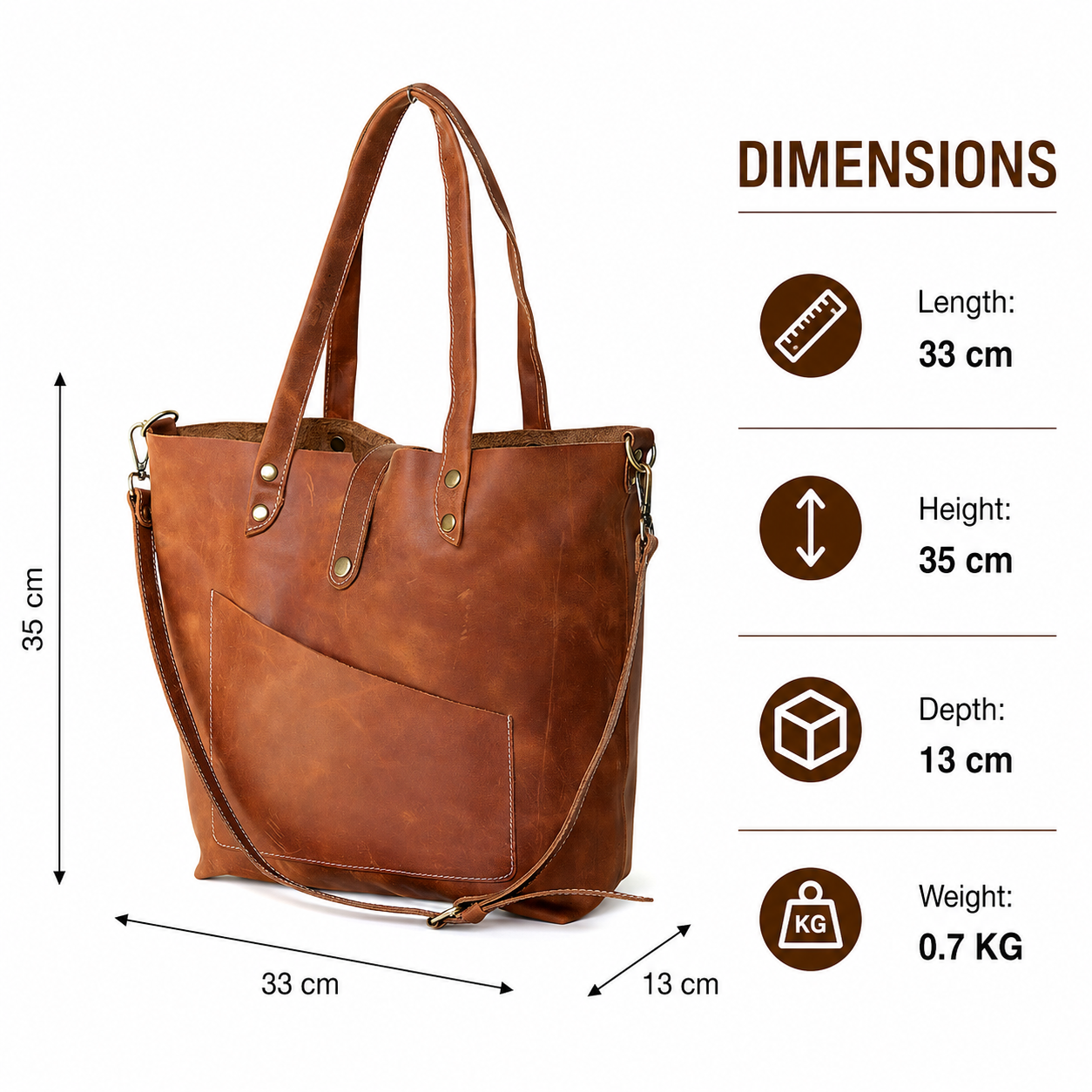 Premium Vintage Brown Genuine Leather Tote Bag for Women