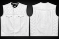 Men's White Crocodile Embossed Leather Vest