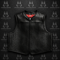 Premium Black Exotic Embossed Leather Biker Vest | Handmade Genuine Leather Motorcycle Vest | Leathers Crafted