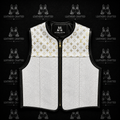 Premium White Luxury Monogram-Inspired Leather Biker Vest | Handmade Genuine Leather Motorcycle Vest | Leathers Crafted