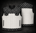 Men's White and Black Paisley Leather Motorcycle Vest