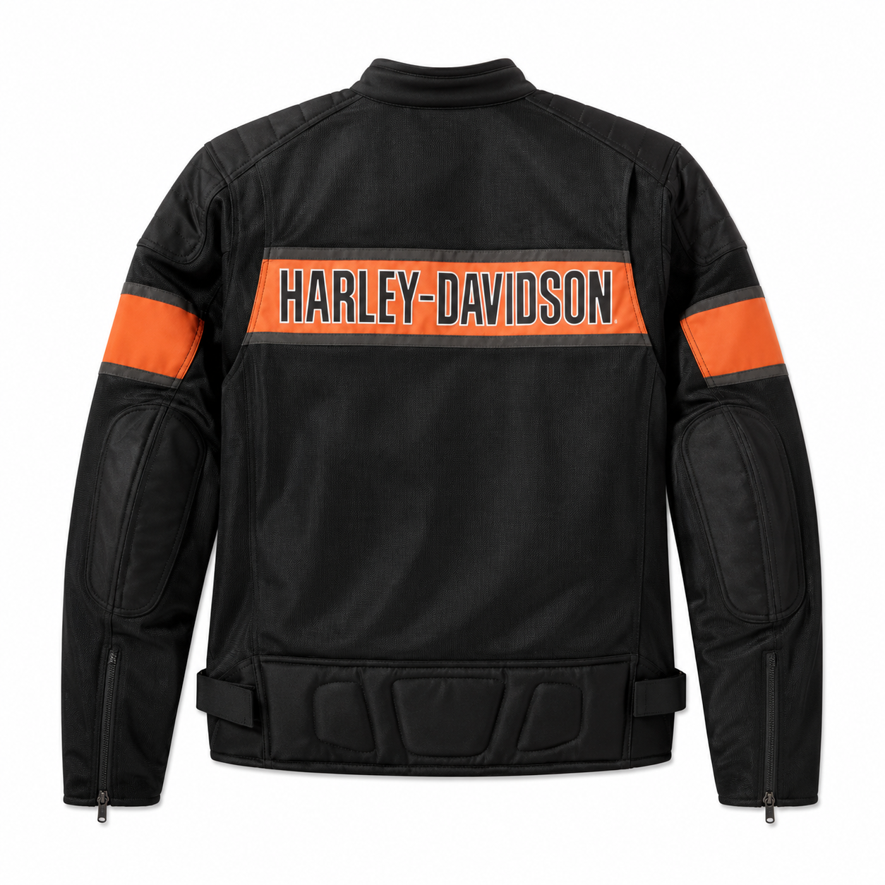 Harley-Davidson Men's Textile Riding Jacket – Black with Orange Chest Stripe
