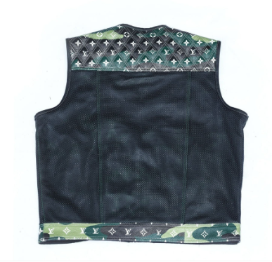 Custom men’s leather motorcycle vest with personalized design options