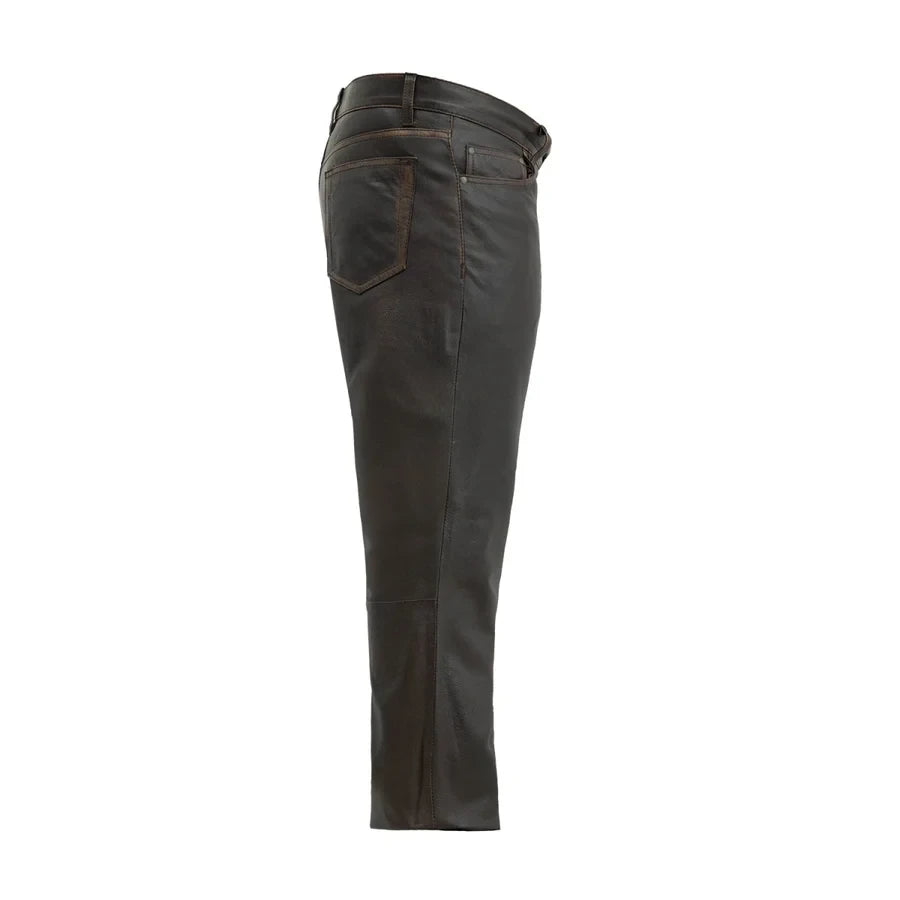 Dark brown pants on a white background