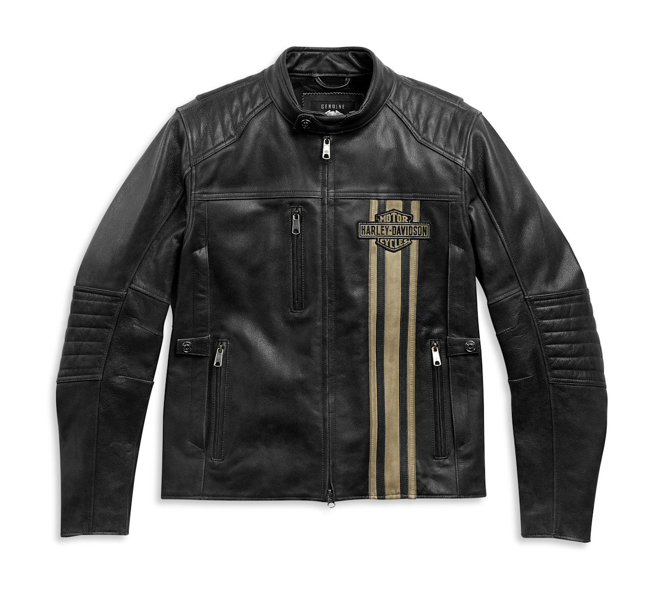 Harley-Davidson Triple Vent Passing Link II black leather jacket with Bar and Shield chest patch
