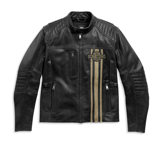 Harley-Davidson Triple Vent Passing Link II black leather jacket with Bar and Shield chest patch