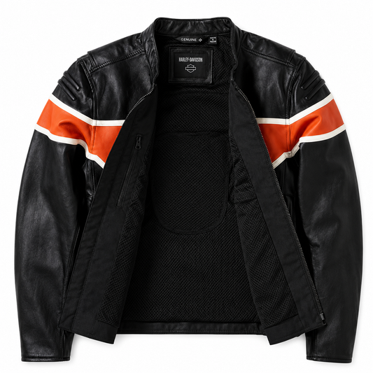 Harley-Davidson Men's Victory Lane II Leather Jacket – Black with Signature Chest Stripe
