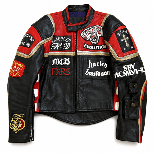 Harley-Davidson Multi-Patch Leather Jacket – Vintage Biker Club Style