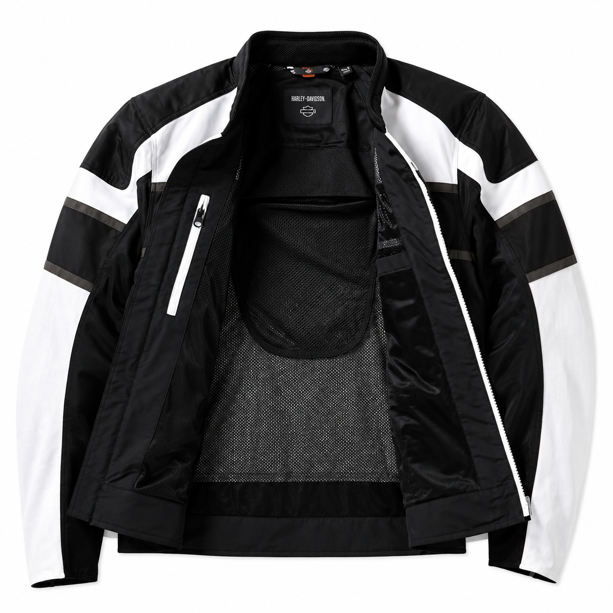 Harley-Davidson Men's Mesh Textile Riding Jacket – Black & White Vented Motorcycle Jacket