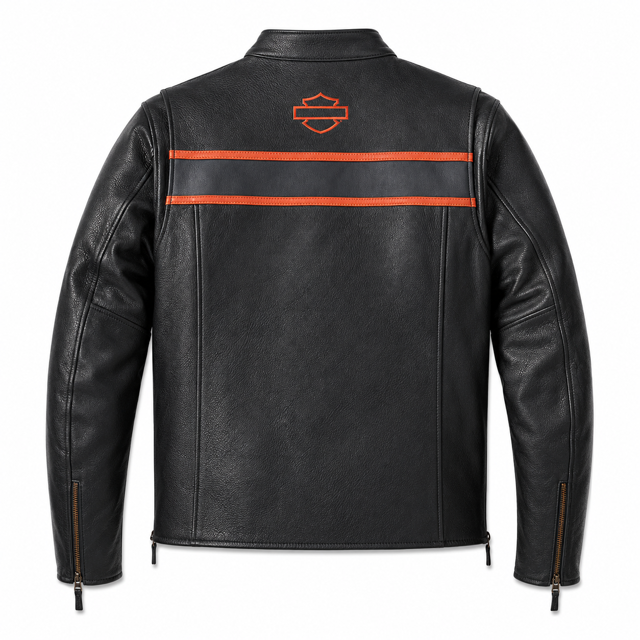 Harley-Davidson Men's Black Leather Jacket  with Orange Racing Stripe