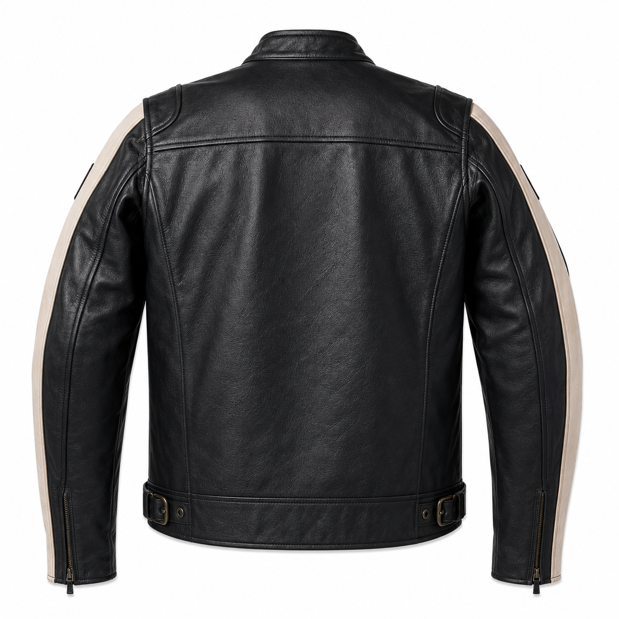 Harley-Davidson Men's Black Leather Racing Jacket – Cream Shoulder Panels & Bar & Shield Logo
