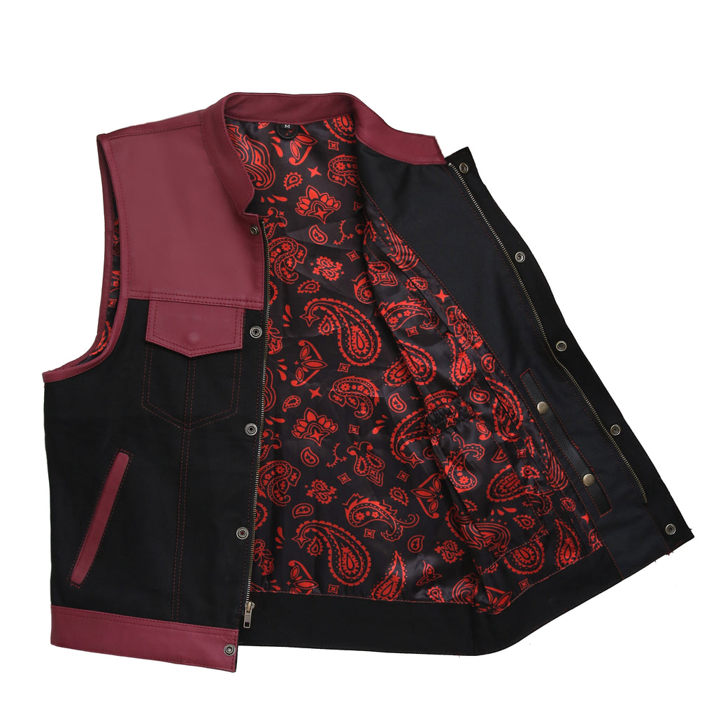 "Black and purple shade Leather Perfection: The Essential Biker Vest" Leathers Crafted