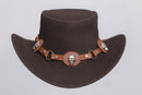 Brown Leather Hat with Diamond style Leathers Crafted