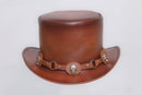 Brown Leather Hat with Diamond style Leathers Crafted