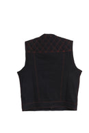 "Black and Red Soft leather Motorbike vest" Leathers Crafted
