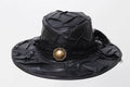 Pork Pie leather Hat With Metal Logo Leathers Crafted