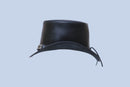 Black Leather Top Hat with Chain Link Accent Leathers Crafted
