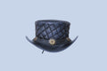 Dimond style leather hat with brass metal Leathers Crafted