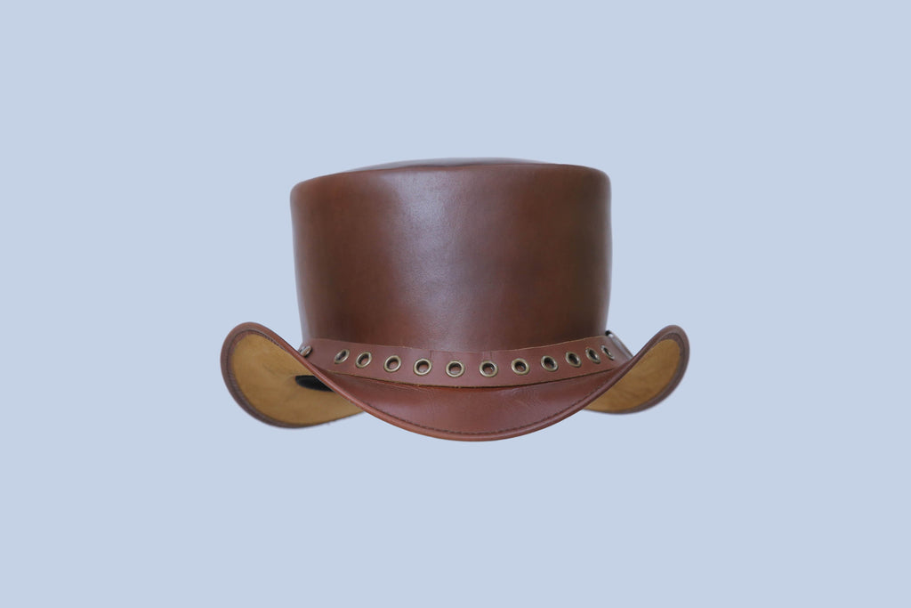 Brown Leather Cowboy Hat with Buckle Accent Leathers Crafted