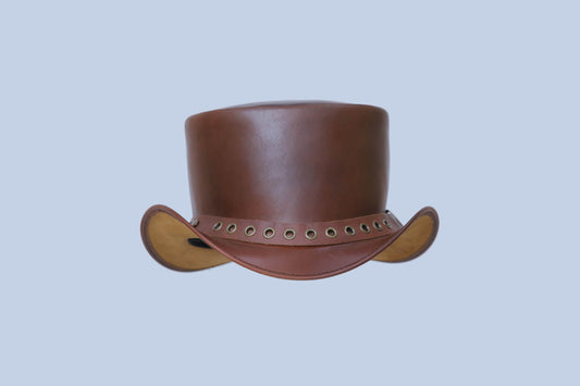 Brown Leather Cowboy Hat with Buckle Accent Leathers Crafted