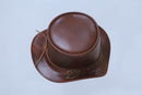 Brown Leather Cowboy Hat with Buckle Accent Leathers Crafted