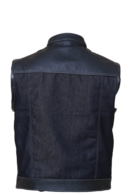 Denim style leather vest Leathers Crafted