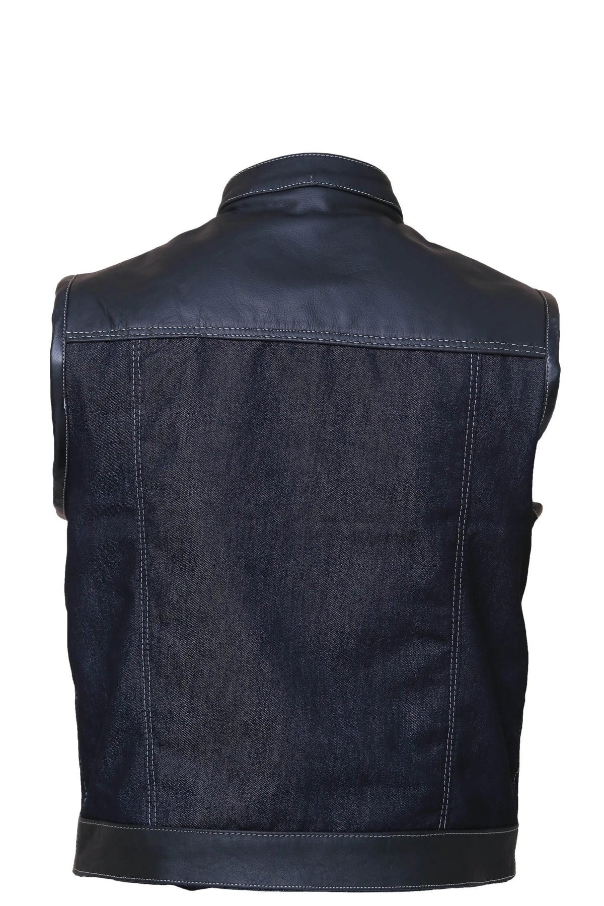 Denim style leather vest Leathers Crafted