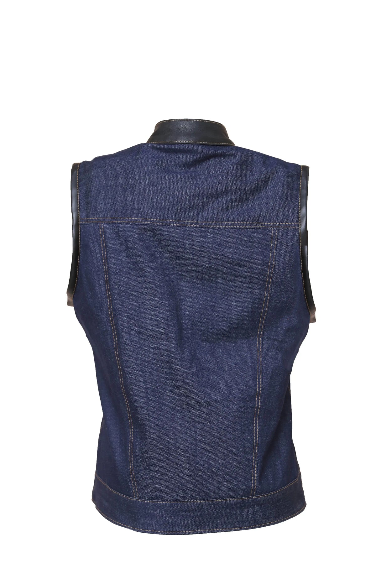 Denim style leather vest Leathers Crafted