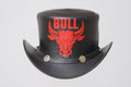 Bull Emblem Black Leather Top Hat Leathers Crafted