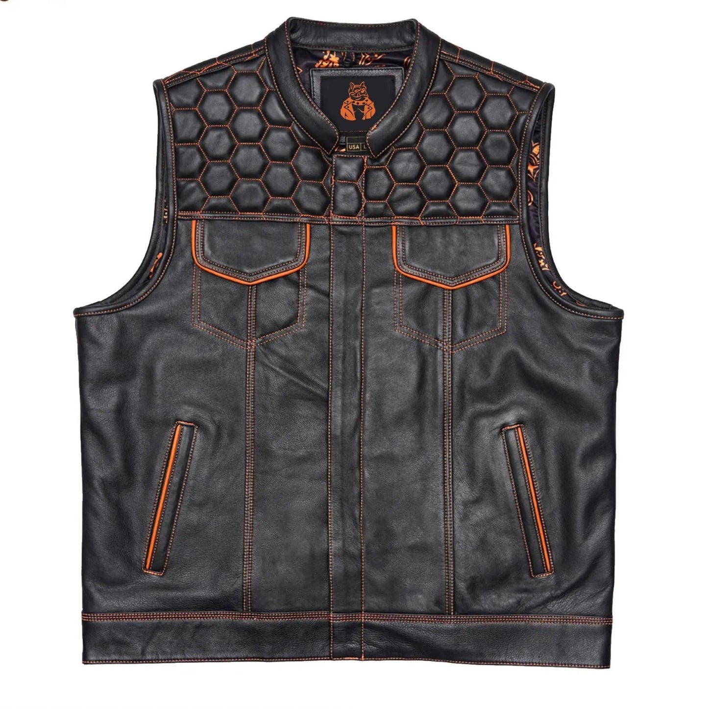 Handmade Black Leather Biker Vest / Motorcycle Vest Leathers Crafted