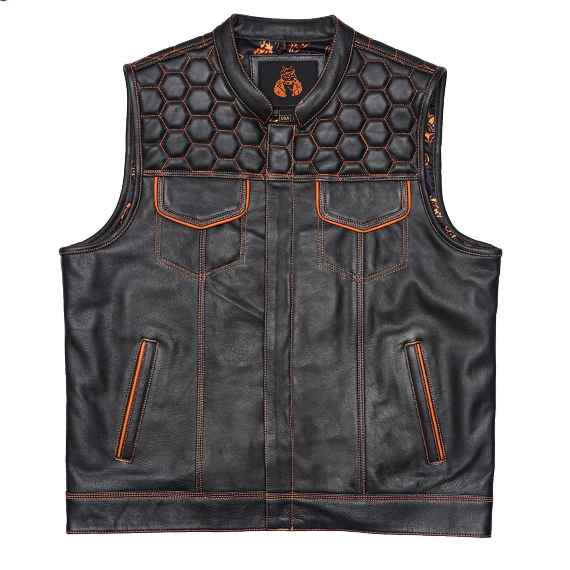 Handmade Black Leather Biker Vest / Motorcycle Vest Leathers Crafted