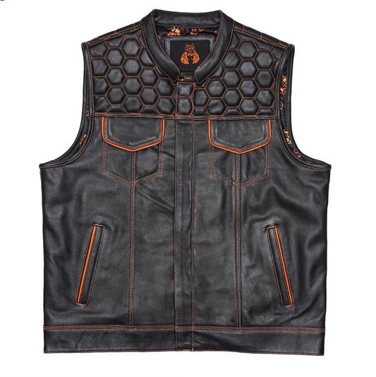 Handmade Black Leather Biker Vest / Motorcycle Vest Leathers Crafted