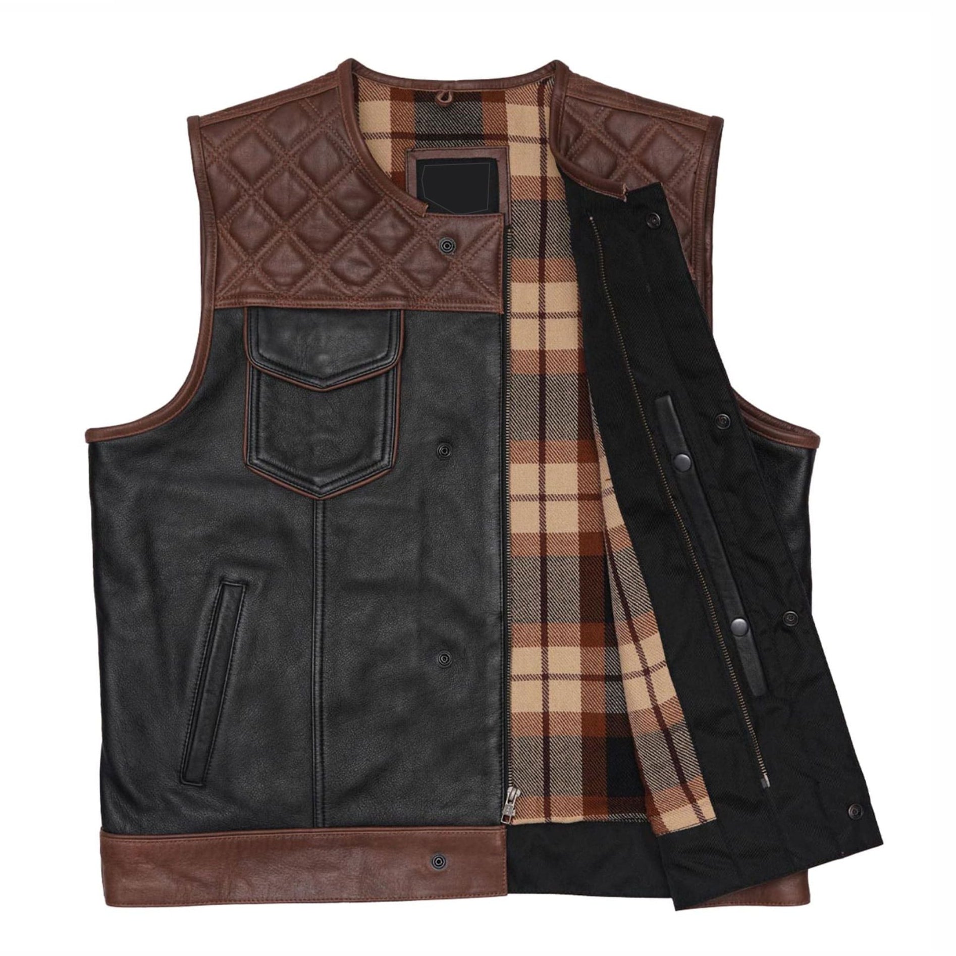 Enduring Style: Charming Brown Leather Biker Vest Leathers Crafted