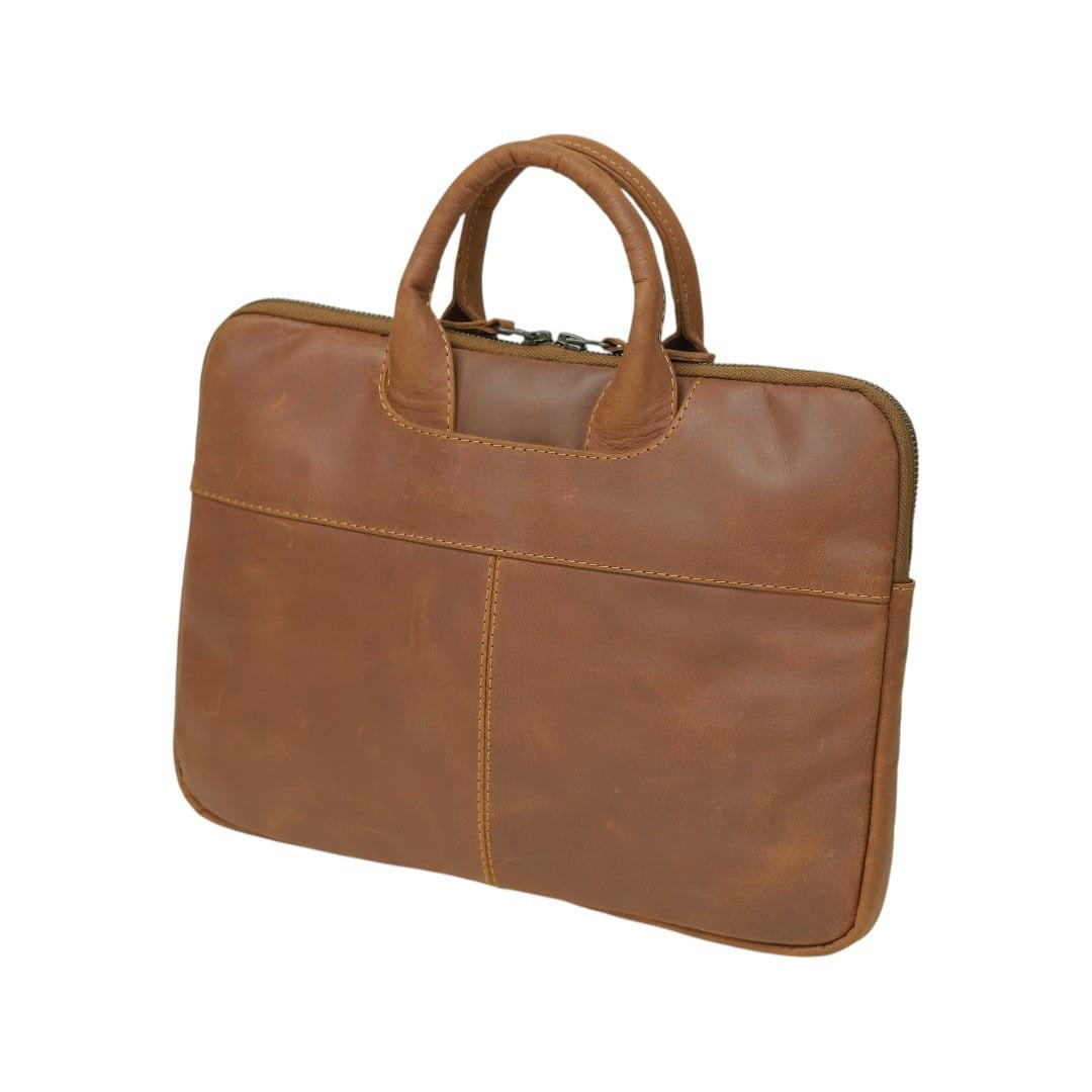 Brown genuine leather briefcase for men by Leathers Crafted