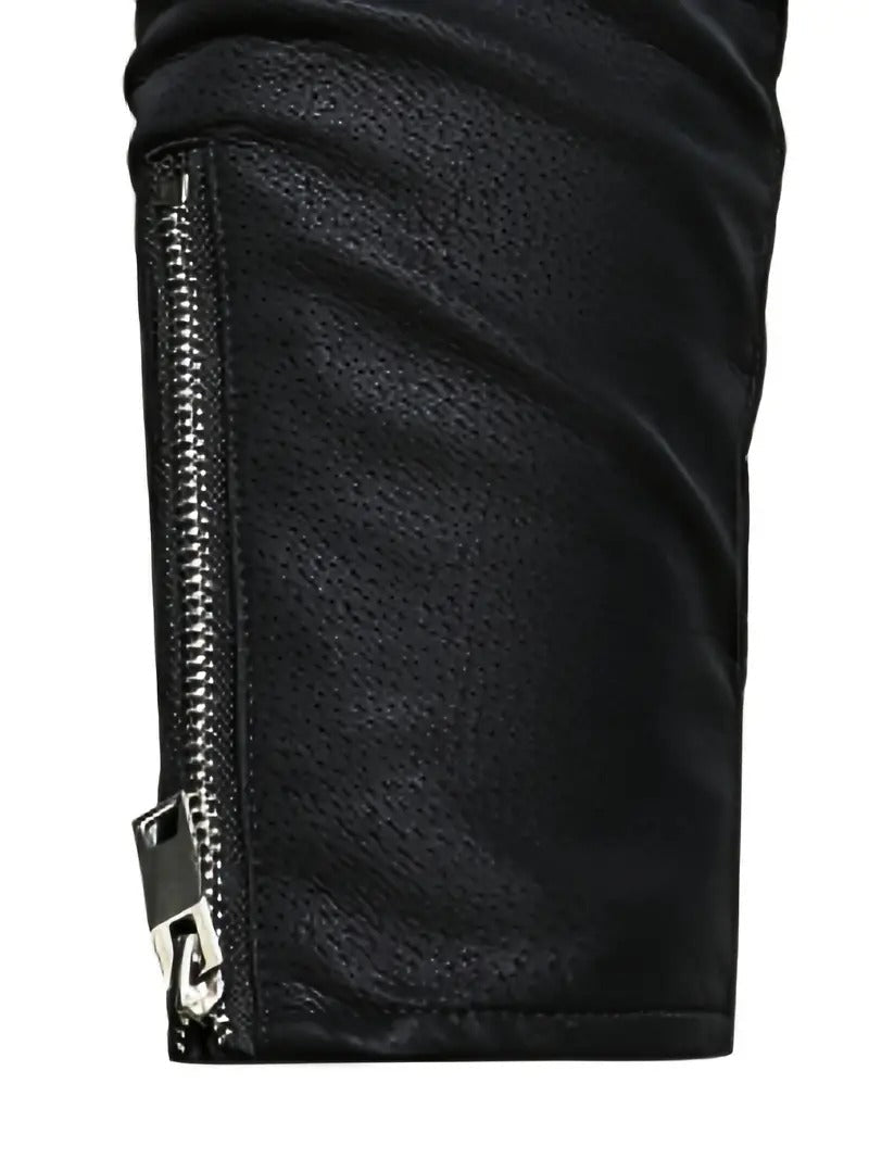 Modern Black Leather Biker Jacket Leathers Crafted