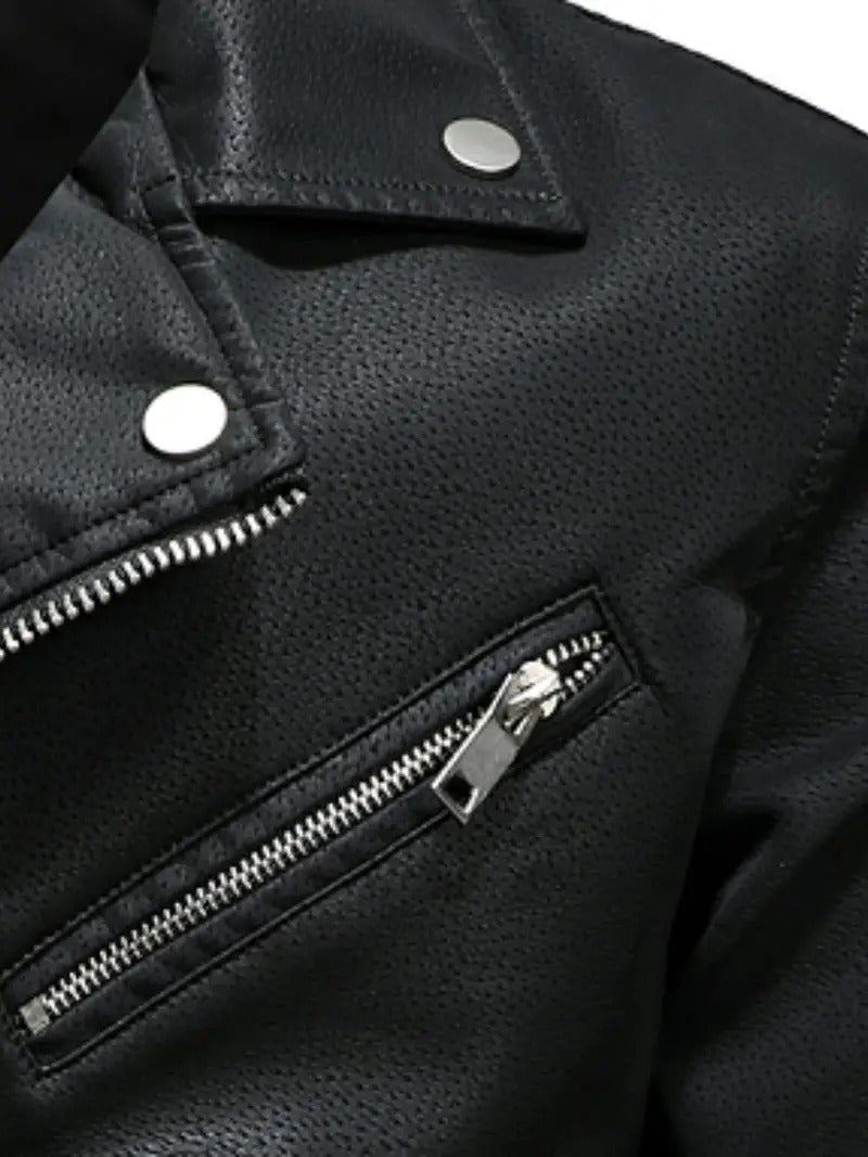 Modern Black Leather Biker Jacket Leathers Crafted
