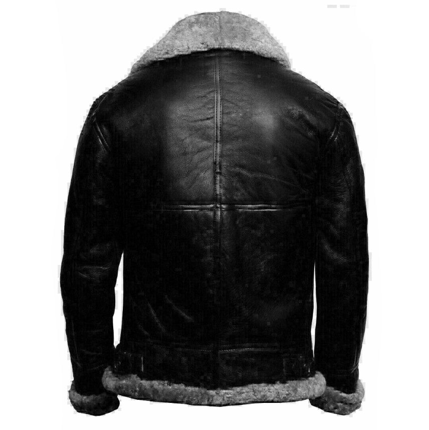 Men's Black Leather Jacket With Inner Fur Leathers Crafted