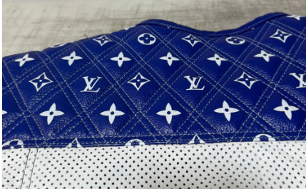 Men’s Blue & White Leather Motorcycle Vest – Custom Biker Vest