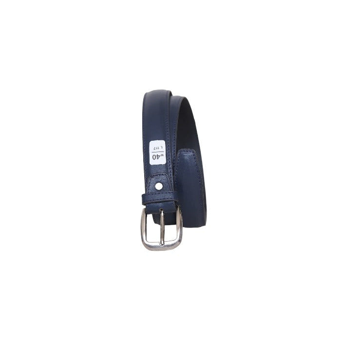 Navy blue leather belt for men with classic metal buckle – Leathers Crafted