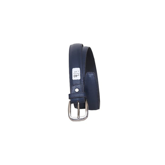 Navy blue leather belt for men with classic metal buckle – Leathers Crafted