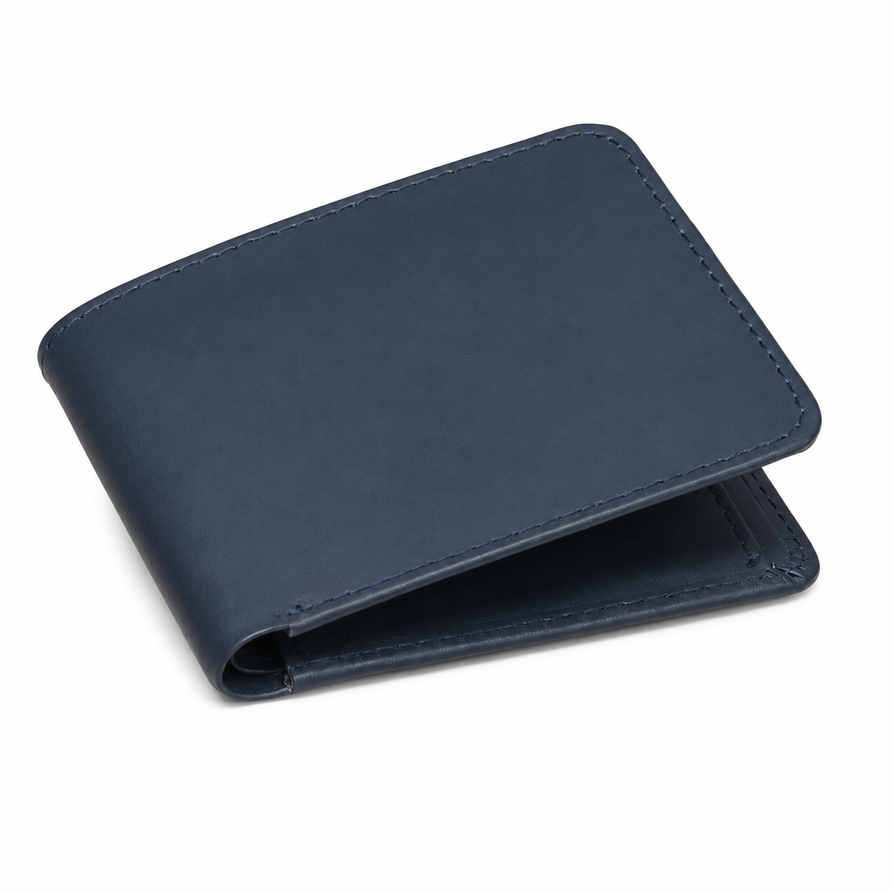 Navy blue leather bifold wallet for men with slim minimalist design – Leathers Crafted