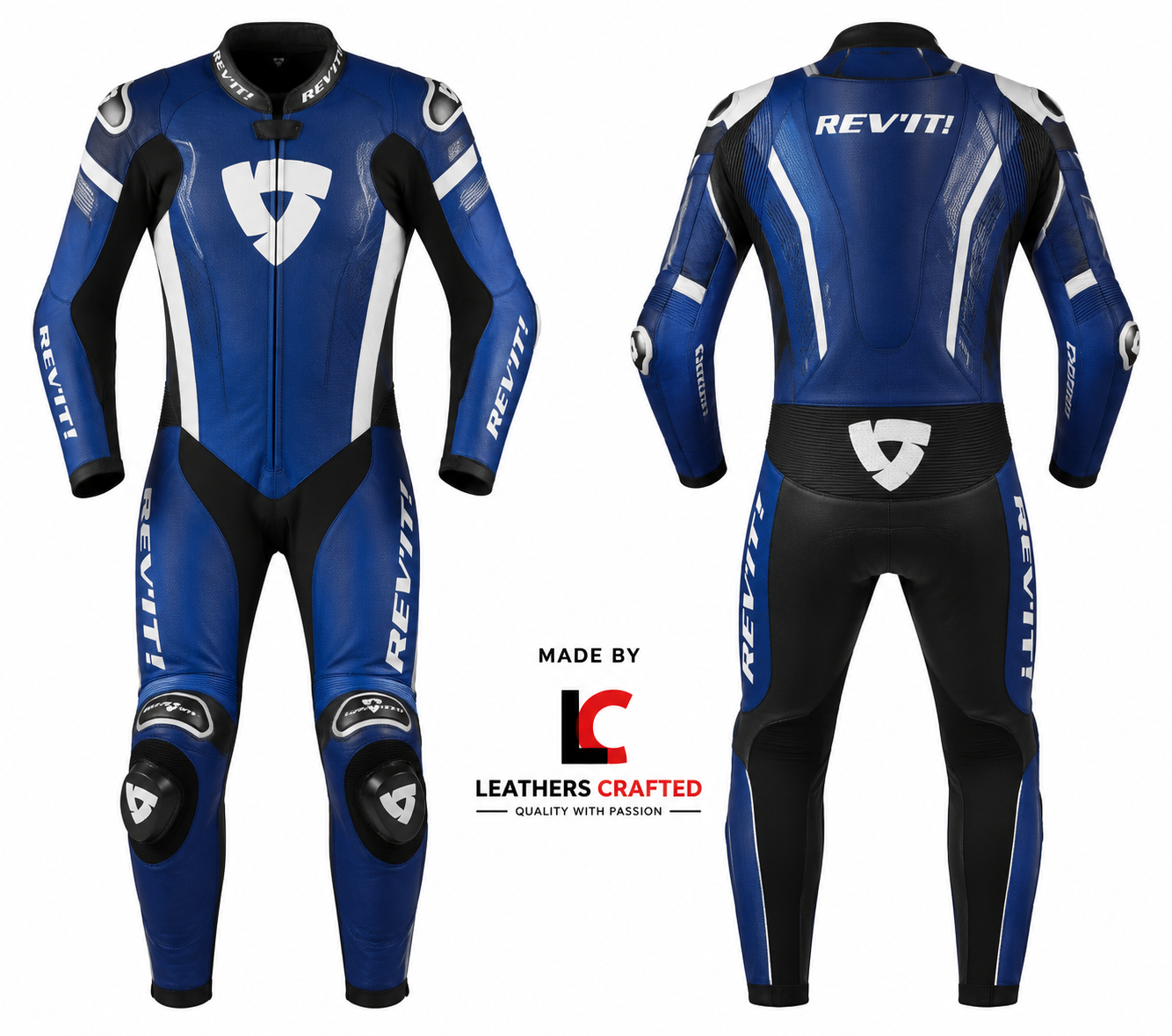 Blue & Black Motorcycle Racing Leather Suit – Premium Cowhide CE Armor Biker Suit | Leathers Crafted