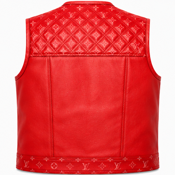 Handmade Red Leather Biker Vest