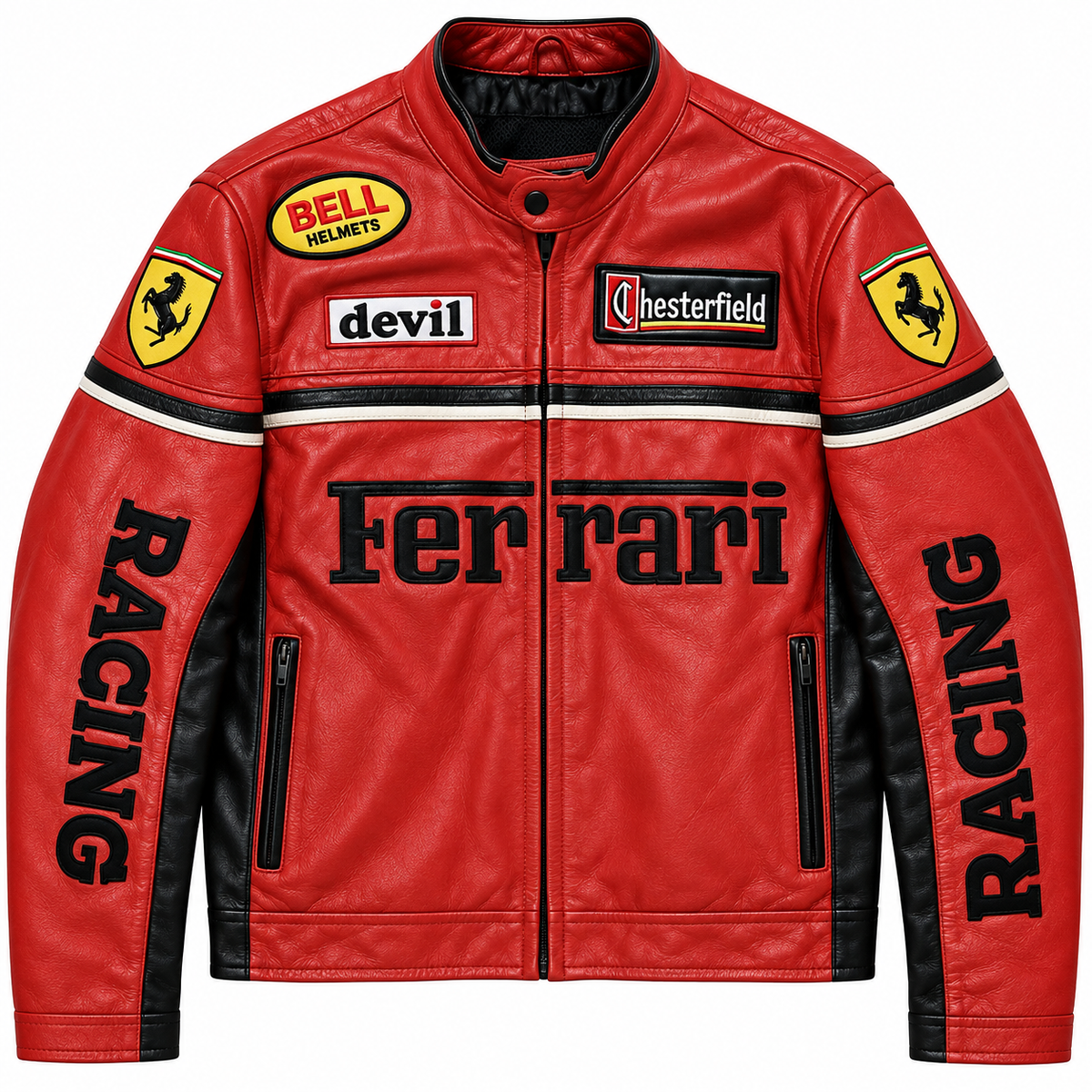 Red Ferrari racing leather jacket