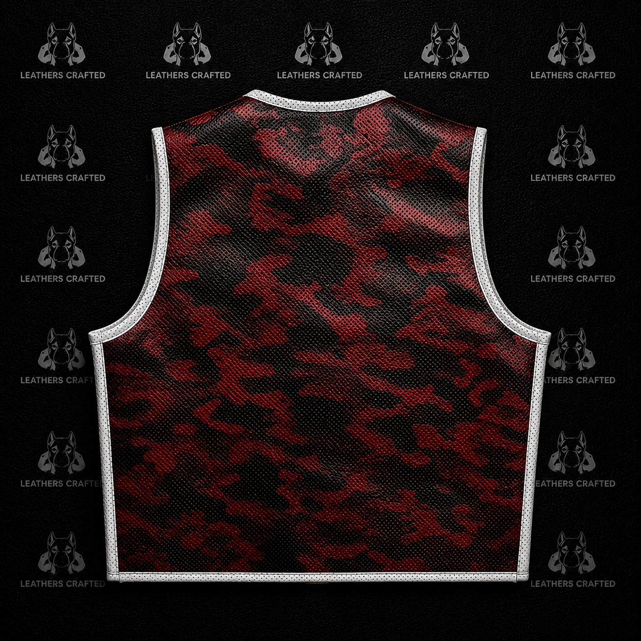Premium Red Camouflage Leather Biker Vest