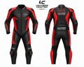 Stealth Black & Red Motorcycle Racing Leather Suit – Premium CE Armored One-Piece Track Day Racing Suit | Leathers Crafted
