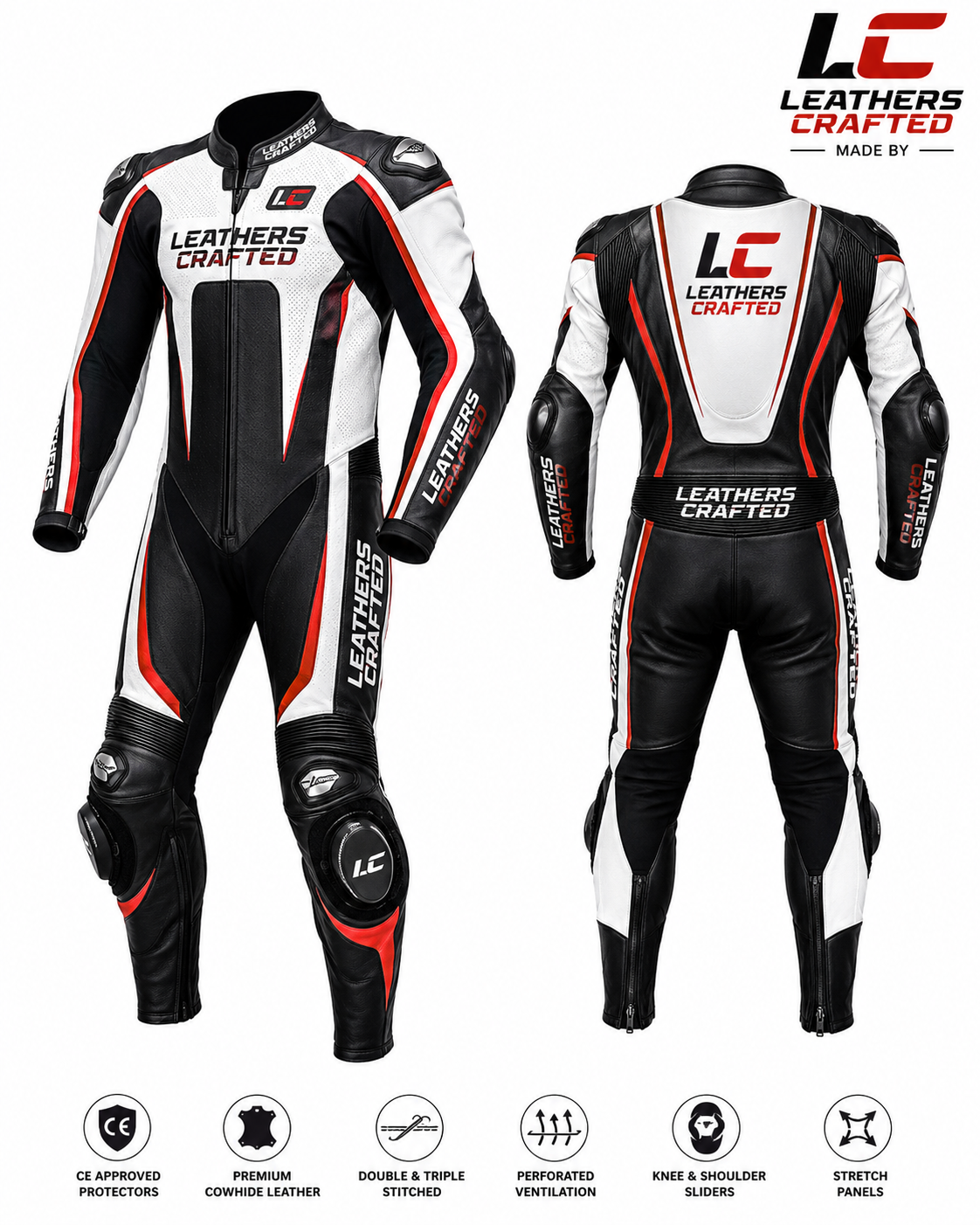 Titan CE Armored Motorcycle Racing Leather Suit – Premium One-Piece Track Day & Sportbike Racing Suit | Leathers Crafted