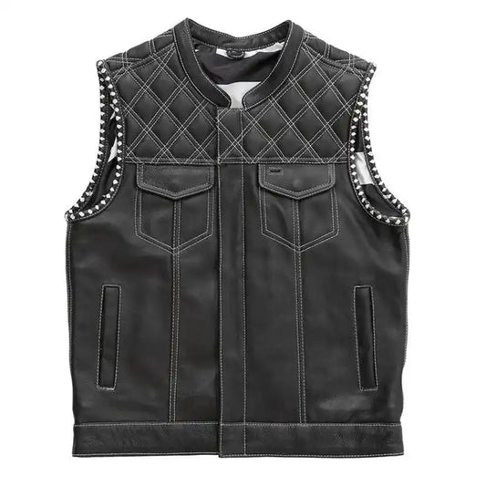 "Black Leather Perfection: The Essential Biker Vest" Leathers Crafted