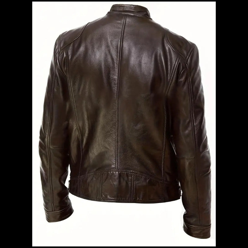 Dark Brown Leather Biker Jacket With Shoulder Panel Leathers Crafted