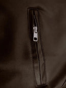 Dark Brown Leather Biker Jacket With Shoulder Panel Leathers Crafted